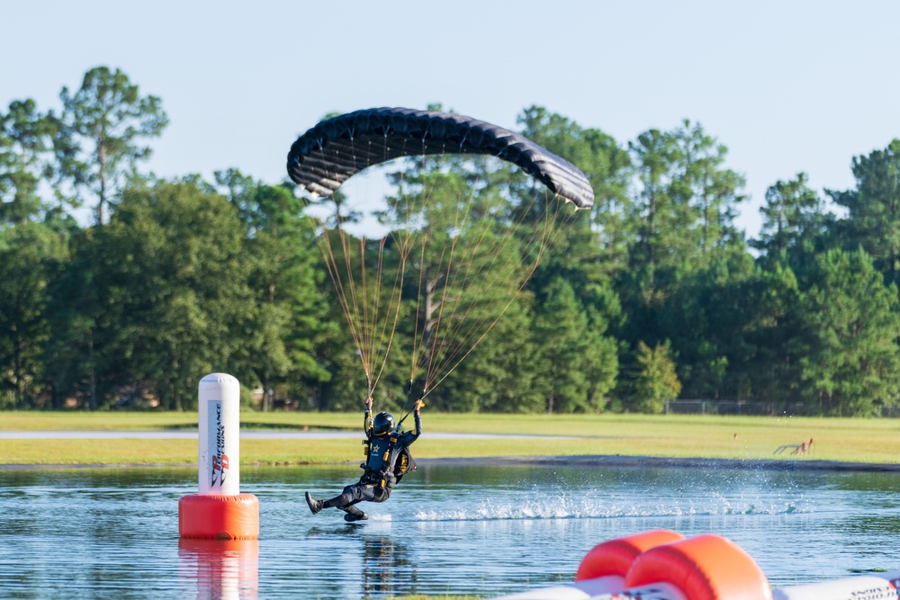 Soldiers from Army Golden Knights train in advanced parachuting discipline