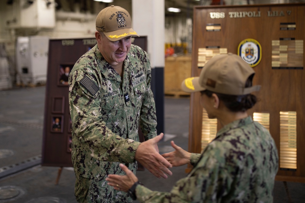 Vice Adm. Davids Visit Aboard USS Tripoli