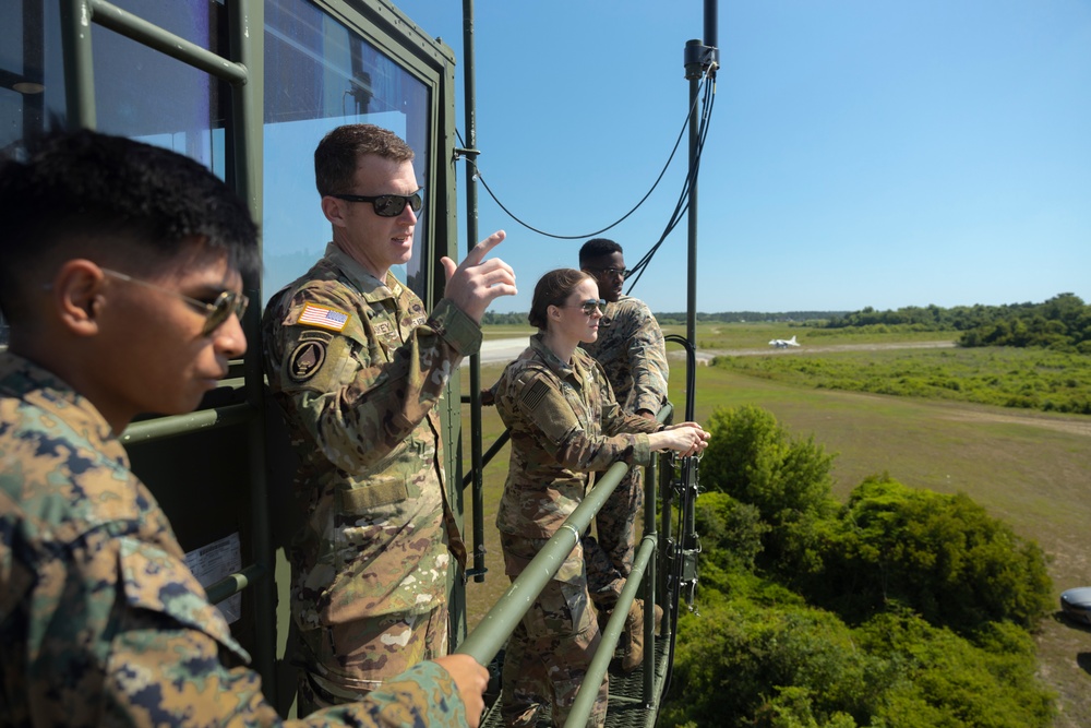 U.S. Marines with Marine Air Control Squadron 24 conduct base defense