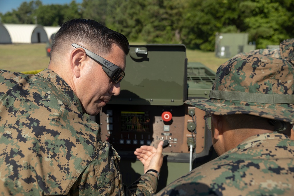 U.S. Marines with Marine Air Control Squadron 24 conduct base defense