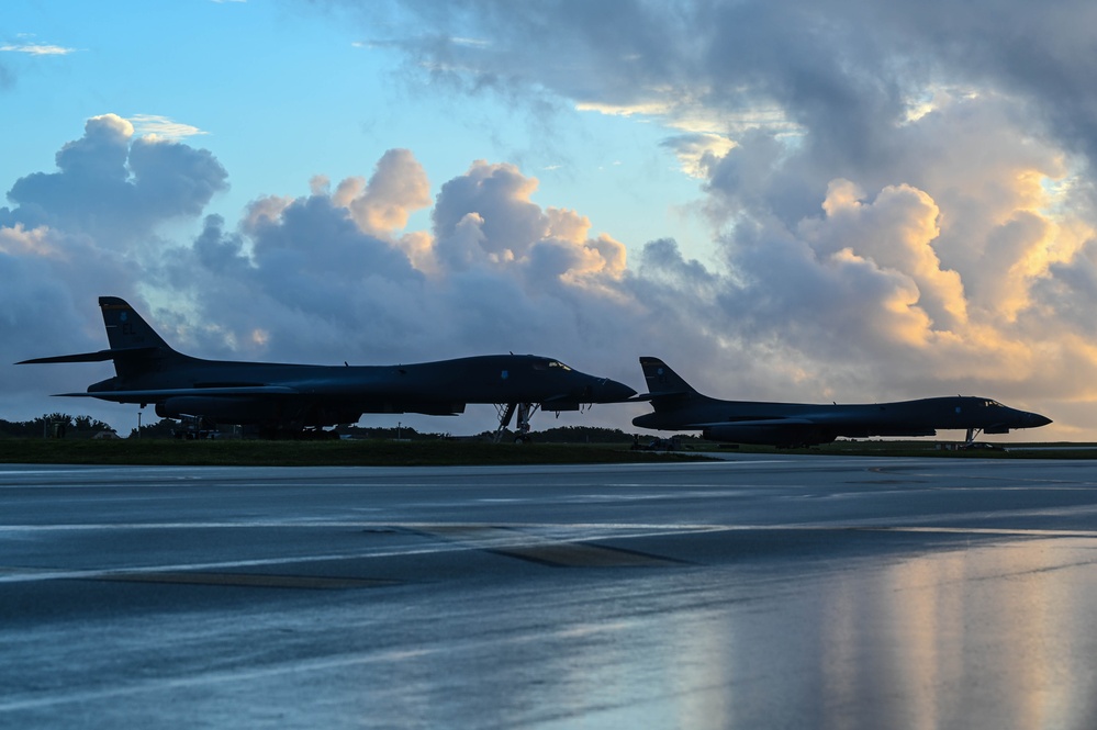 37th Expeditionary Bomb Squadron B-1B Lancers take off from Andersen AFB during BTF 24-6