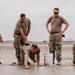 The 139th Civil Engineer Squadron lay concrete for ramp extention