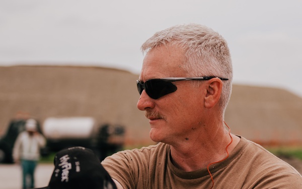 The 139th Civil Engineer Squadron lay concrete for ramp extention