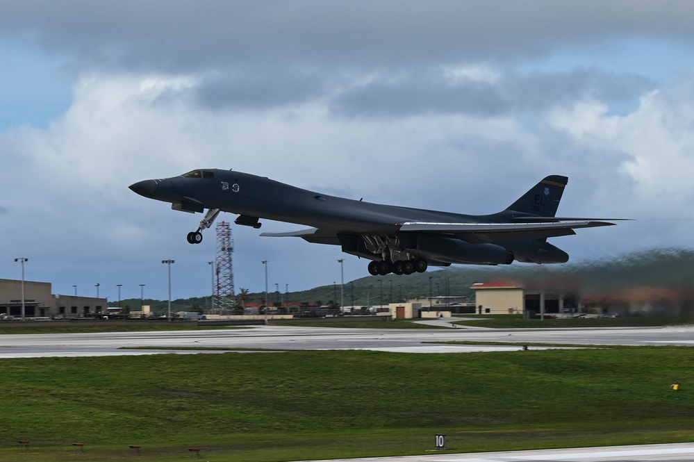 37th Expeditionary Bomb Squadron B-1B Lancer take off at Andersen Air Force Base during BTF 24-6