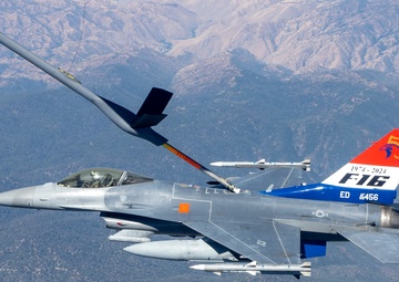 Edwards AFB 50th Anniversary F-16 Fighting Falcon flies over the desert of Southern California
