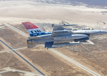 Edwards AFB 50th Anniversary F-16 Fighting Falcon flies over the desert of Southern California