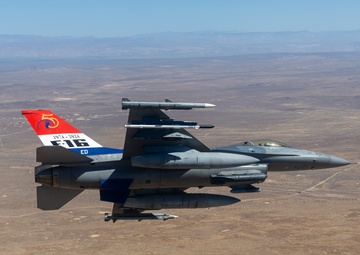 Edwards AFB 50th Anniversary F-16 Fighting Falcon flies over the desert of Southern California