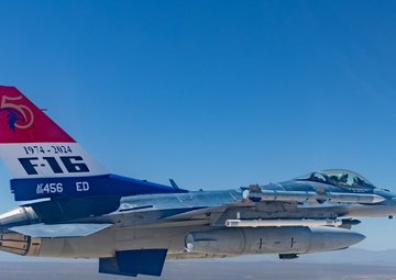 Edwards AFB 50th Anniversary F-16 Fighting Falcon flies over the desert of Southern California