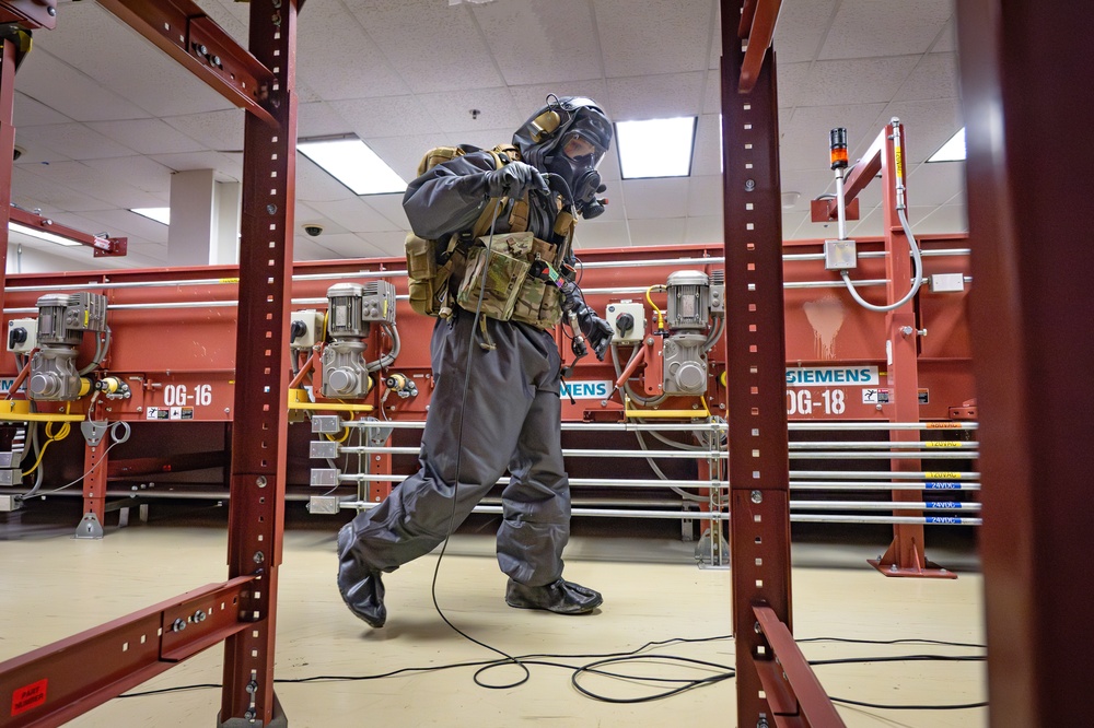 An EOD Technician Prepares to Respond to an Improvised Explosive Device During a Drill at the Guam Airport