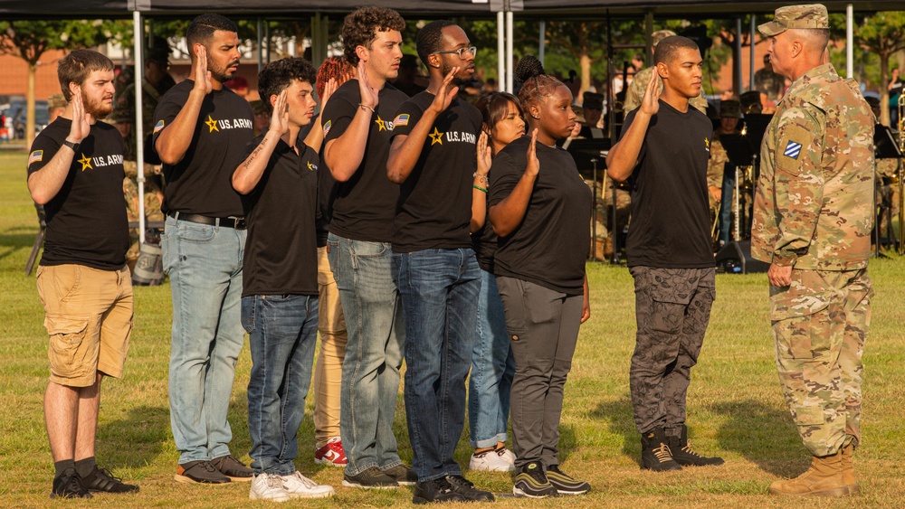 Dogface Soldiers attend a Marne Tattoo ceremony as part of Salute to Summer 2024
