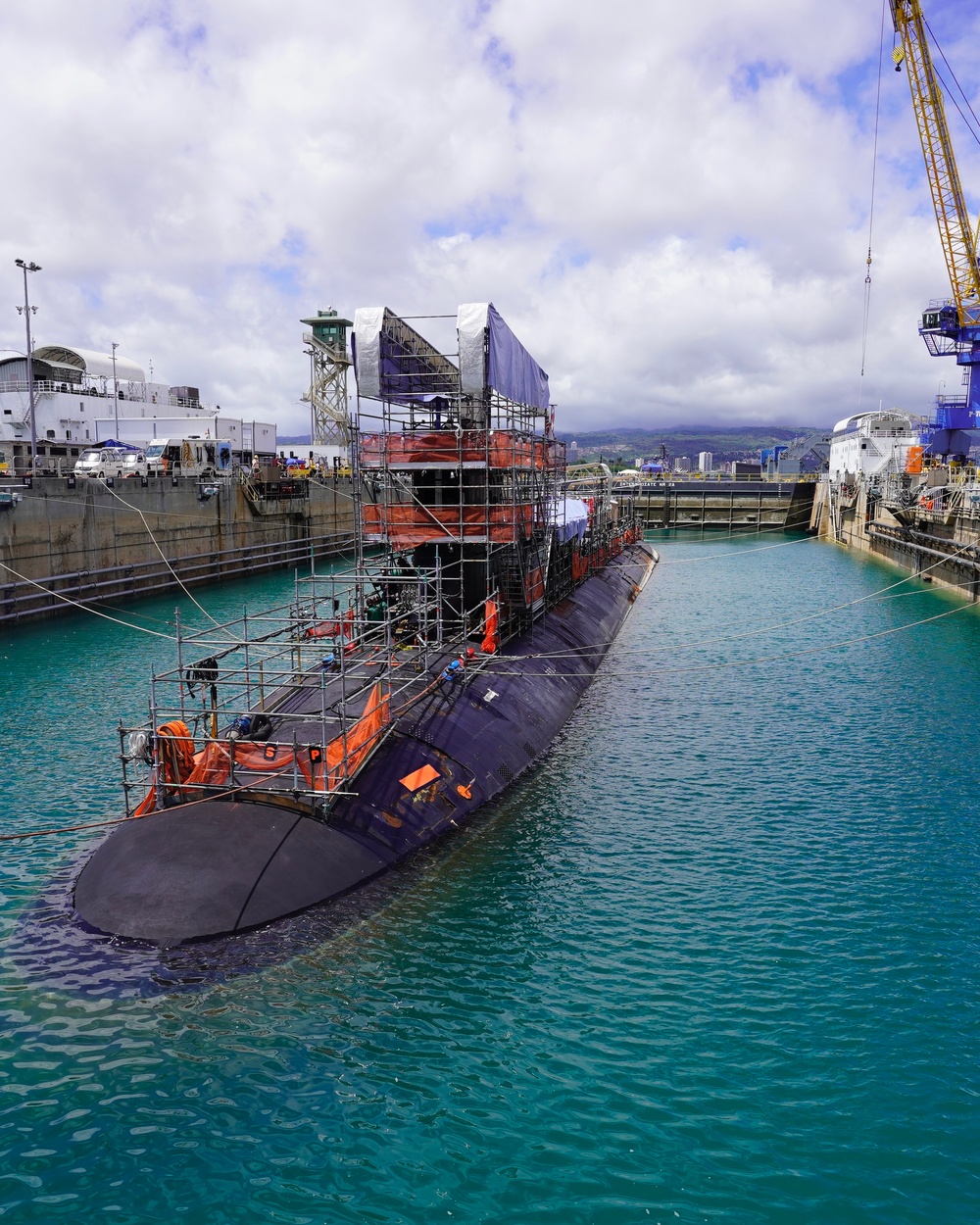USS Colorado Enters Pearl Harbor Dry Dock