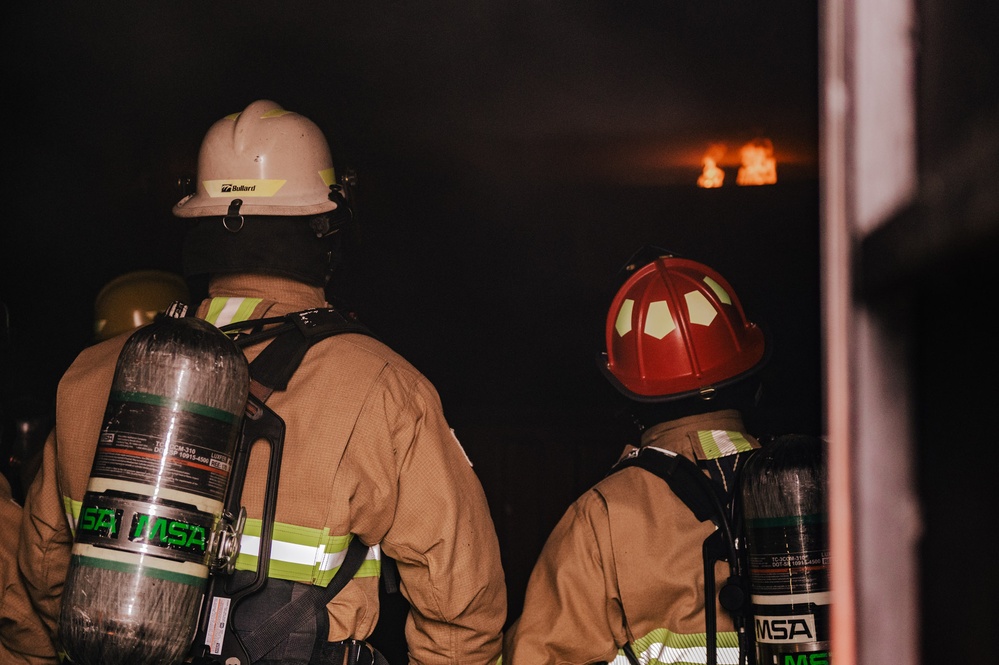 The 139th fire &amp; emergency services team execute live fire training