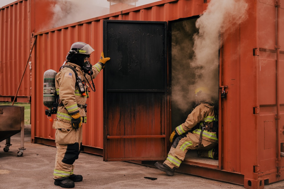The 139th fire &amp; emergency services team execute live fire training