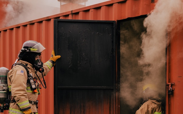 The 139th fire &amp; emergency services team execute live fire training