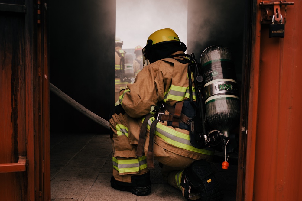 The 139th fire &amp; emergency services team execute live fire training