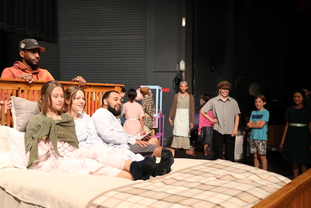 The cast of the “Willy Wonka Jr.” musical rehearse June 11 at the Community Recreation Center on Camp Zama, Japan, in preparation for three performances of the show scheduled this week.