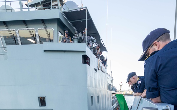 Emory S. Land Moors RN and RAN Vessels Alongside in Cairns, Australia