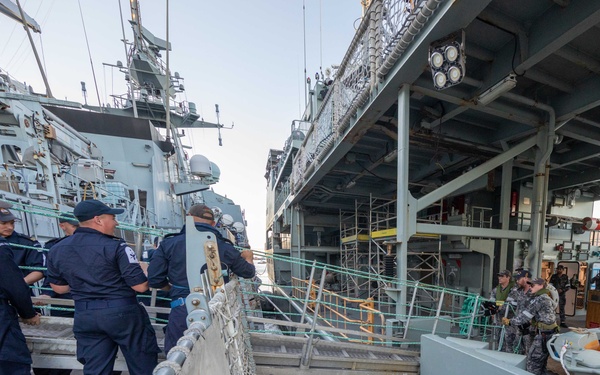 Emory S. Land Moors RN and RAN Vessels Alongside in Cairns, Australia