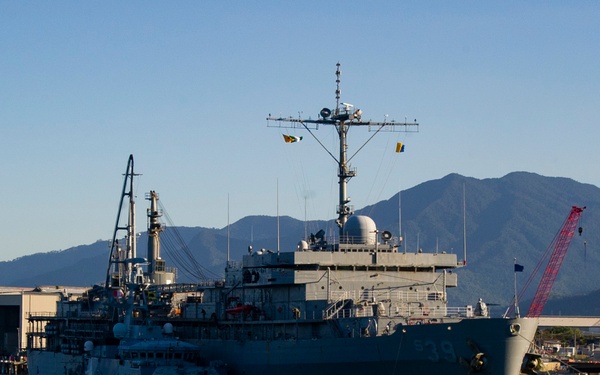 Emory S. Land Moors RN and RAN Vessels Alongside in Cairns, Australia