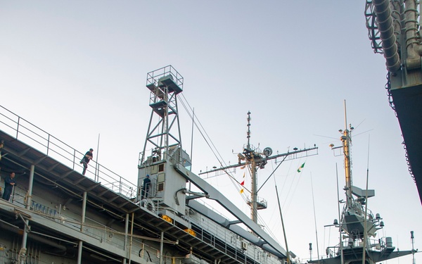 Emory S. Land Moors RN and RAN Vessels Alongside in Cairns, Australia