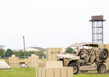U.S. Army Green Berets perform drivers training during joint multilateral exercise