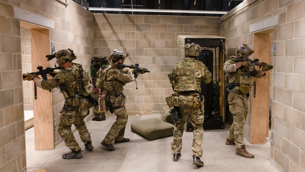U.S. Army Green Berets perform close quarters combat training during joint multilateral exercise