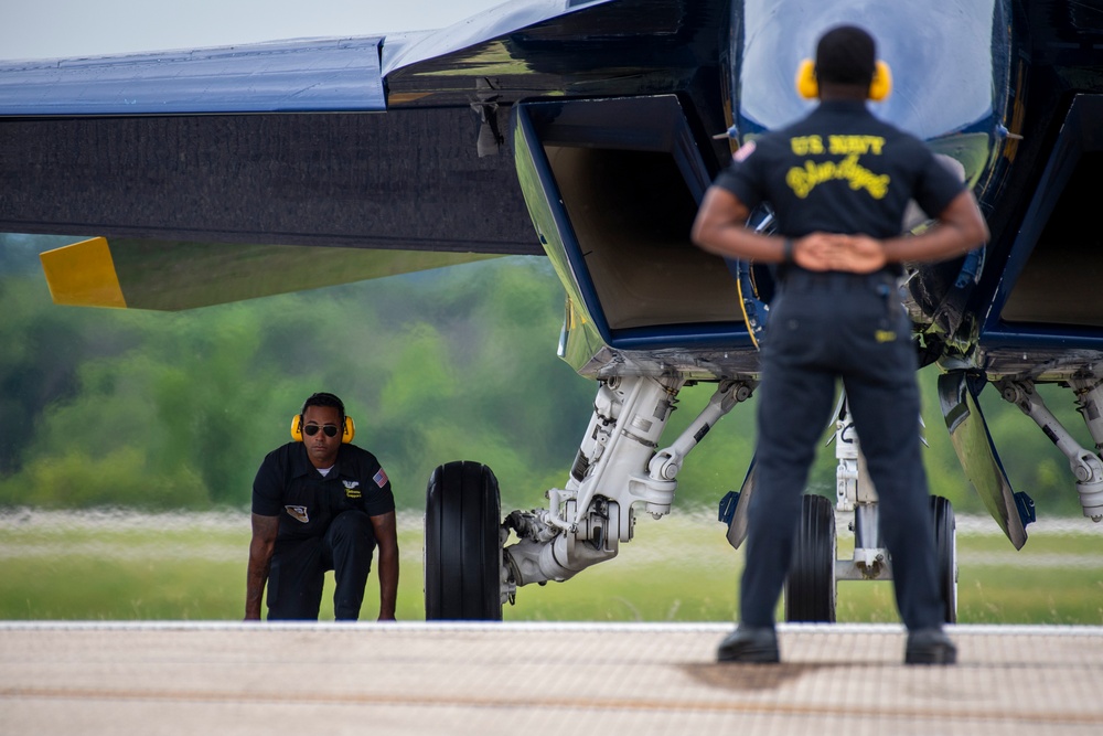The Navy Flight Demonstration Squadron, the Blue Angels, perform in La Crosse, WI.