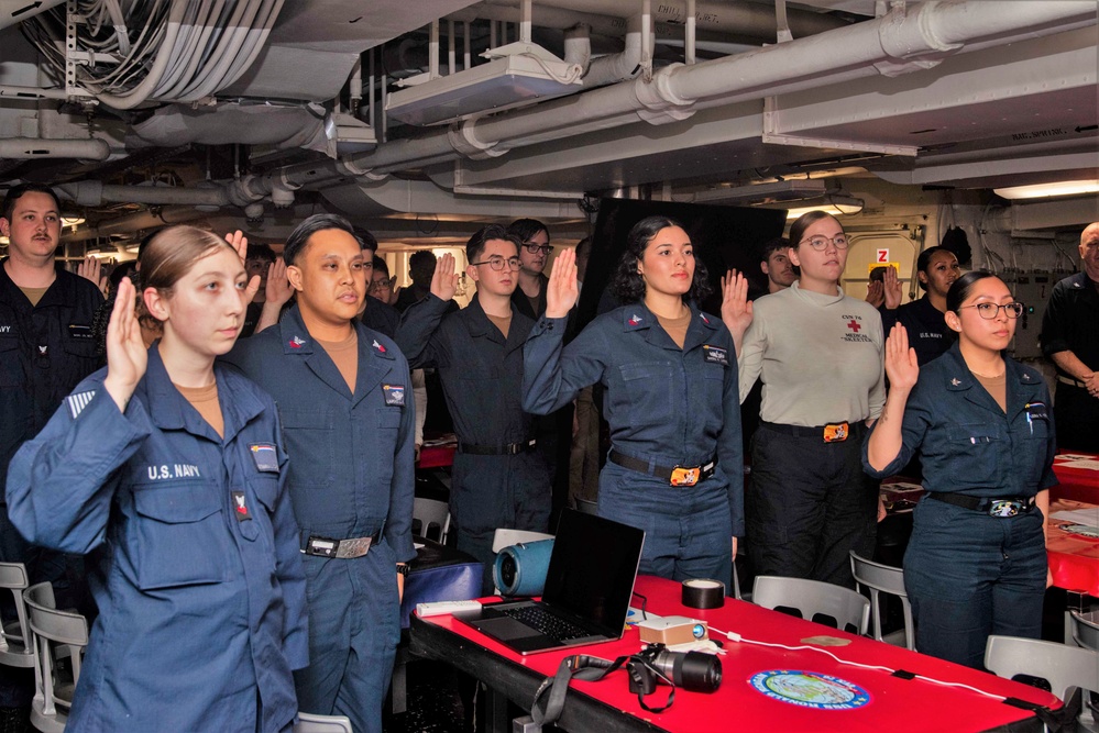 USS Ronald Reagan (CVN 76) Sailors celebrate the 126th anniversary of the Navy Hospital Corpsman