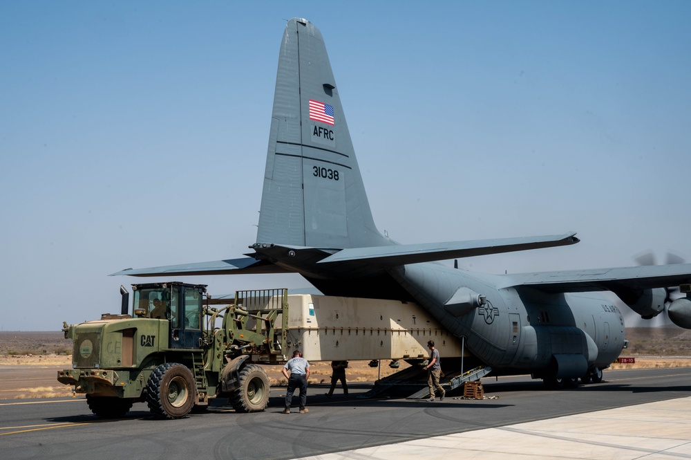 449th AEG air transportation specialists conduct aerial logistics