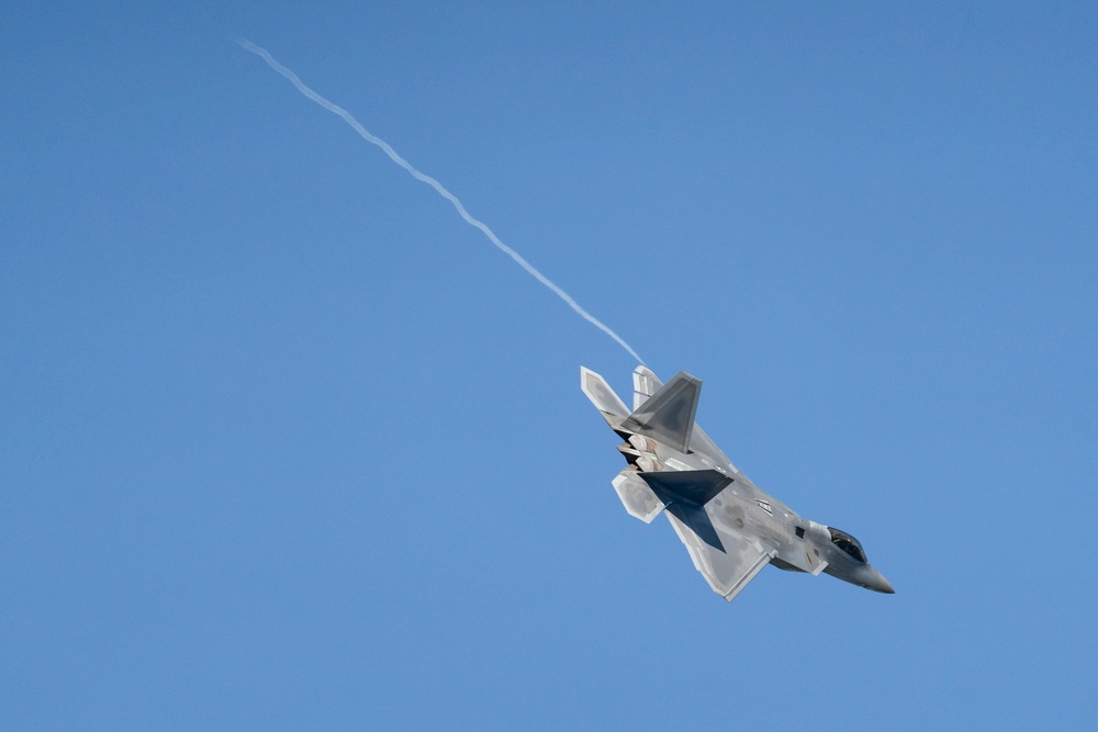 F-22 Raptors fly and train over JBER