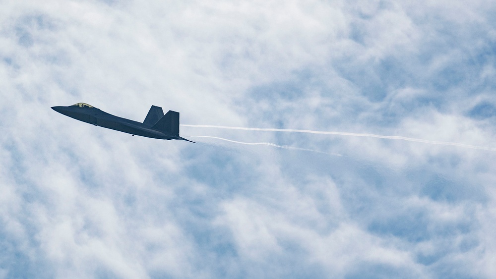 F-22 Raptors fly and train over JBER