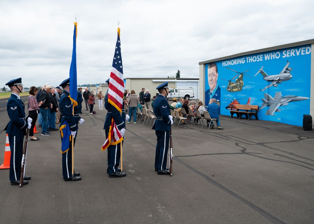 A tribute to service: Auburn Municipal Airport unveils Col. Joe Jackson mural, bench