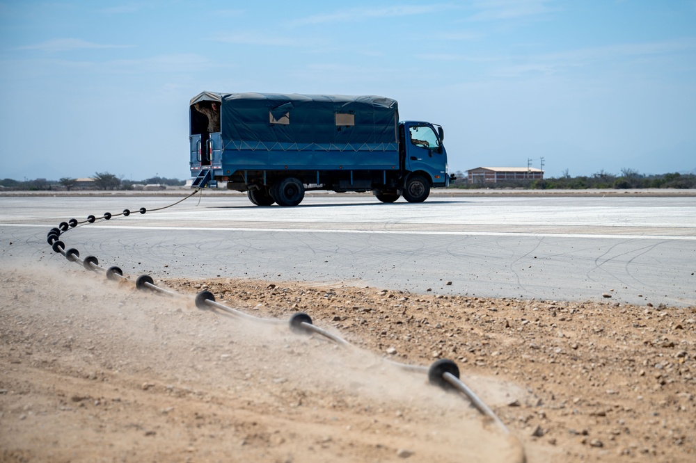 819th RED HORSE Squadron, 635th Materiel Maintenance Squadron civil engineers install crucial MAAS at Festival Aereo Chiclayo 2024