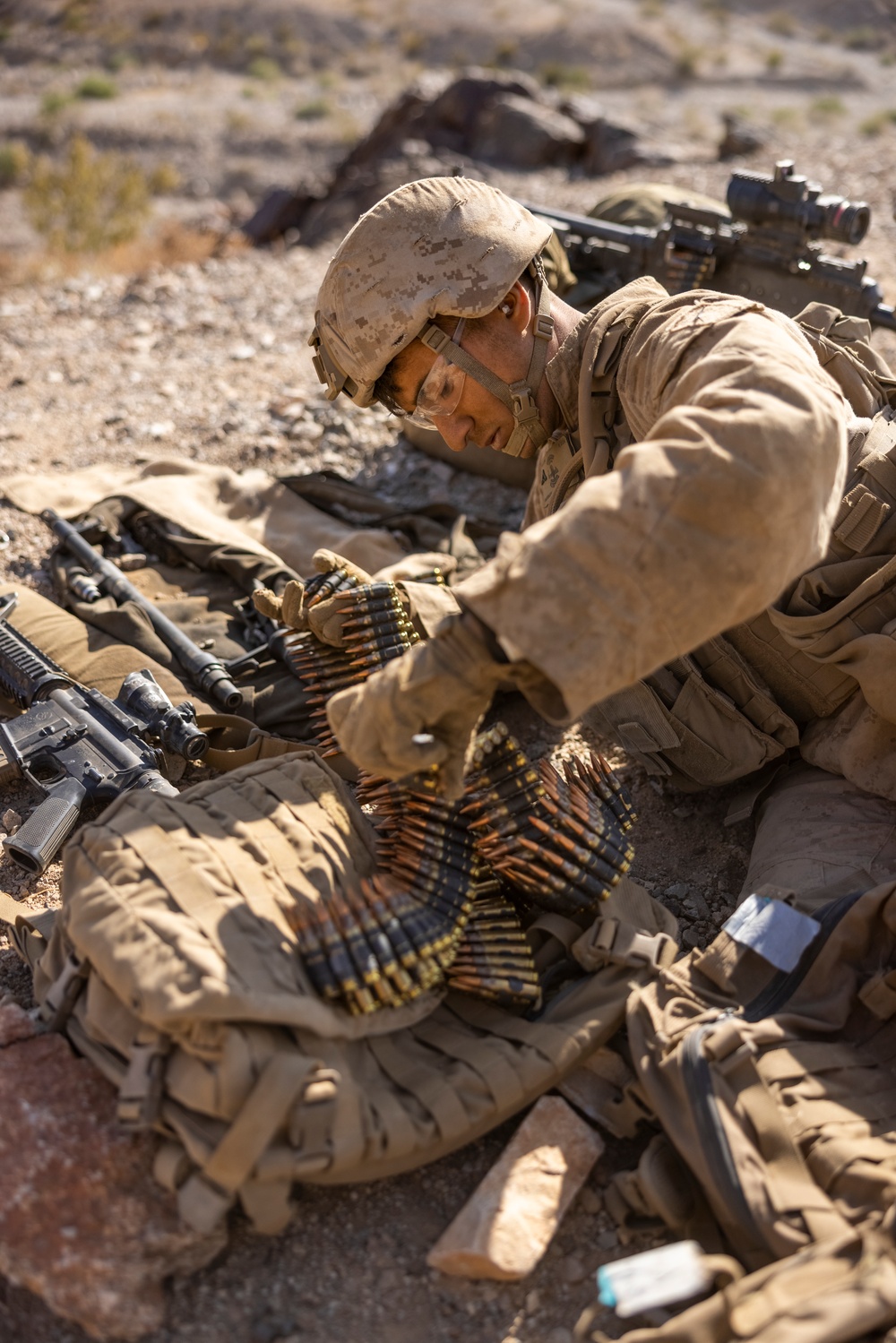 U.S. Marines with 2nd Battalion, 24th Marine Regiment, execute Range 400