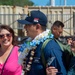 USS Ronald Reagan (CVN 76) Sailors greet family on the pier after arriving at Naval Base Guam for scheduled port visit