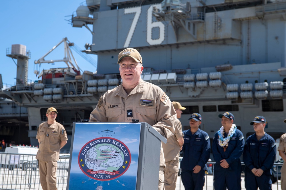 USS Ronald Reagan (CVN 76) hosts press conference to begin scheduled port visit to Guam