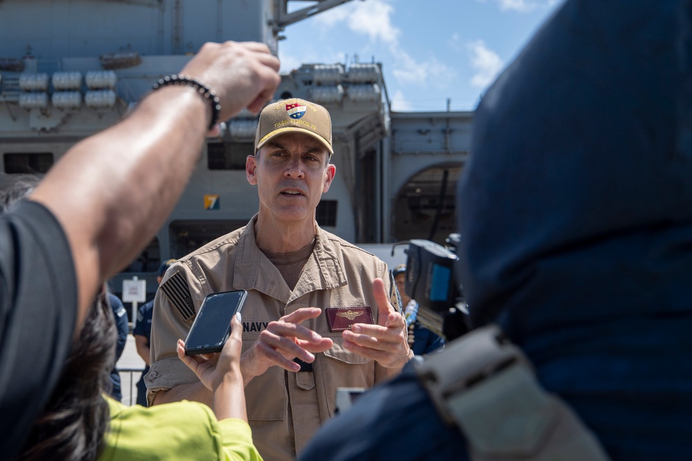 USS Ronald Reagan (CVN 76) hosts press conference to begin scheduled port visit to Guam