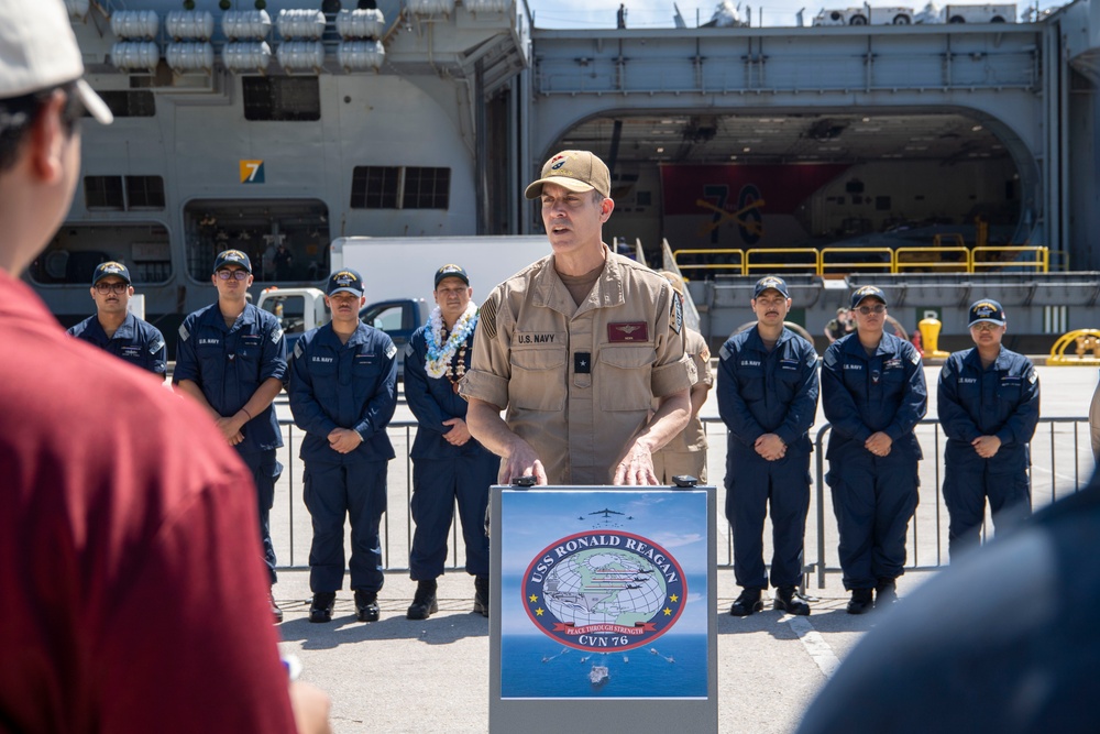 USS Ronald Reagan (CVN 76) hosts press conference to begin scheduled port visit to Guam