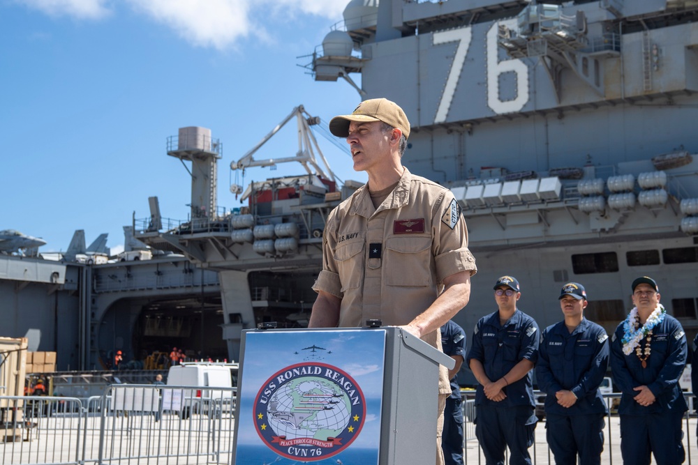 USS Ronald Reagan (CVN 76) hosts press conference to begin scheduled port visit to Guam