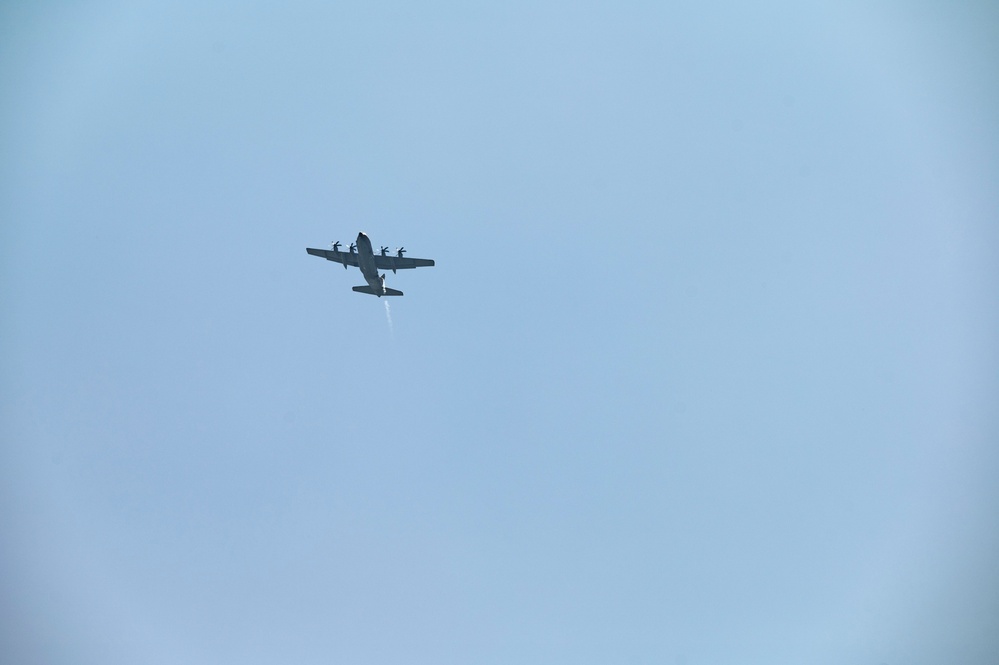 U.S. Special Operations personnel conduct live fire training with AC-130J gunship