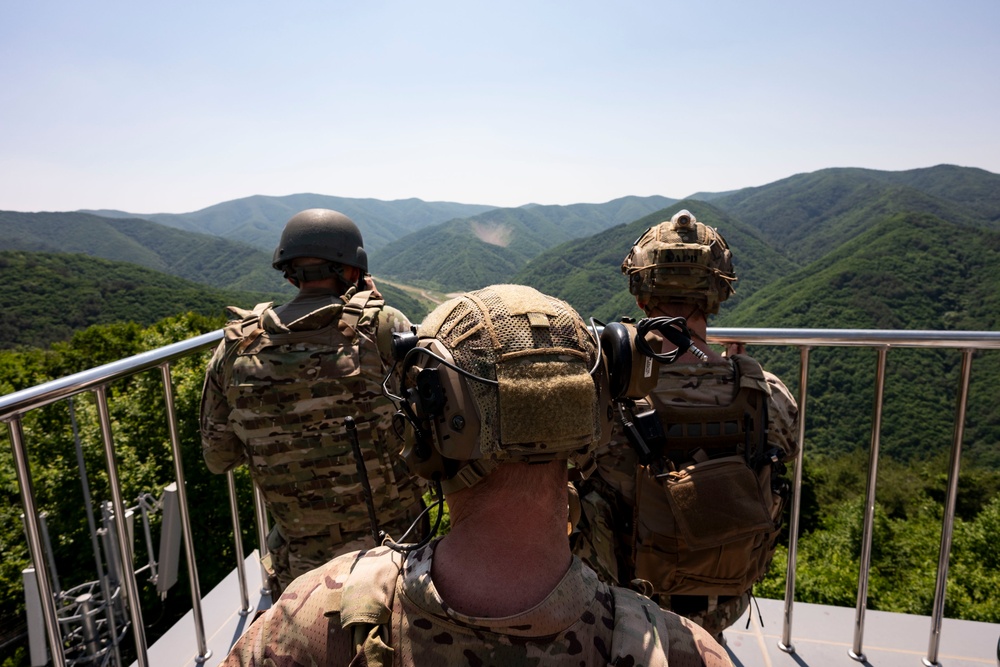 U.S. Special Operations personnel conduct live fire training with AC-130J gunship