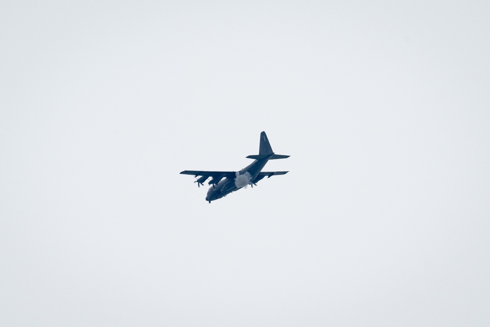 U.S. special operations personnel conduct routine live fire training with AC-130J gunship