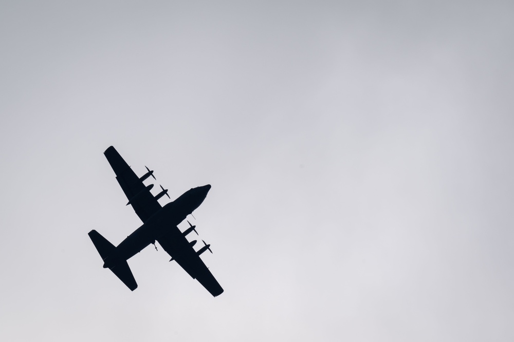 U.S. special operations personnel conduct routine live fire training with AC-130J gunship