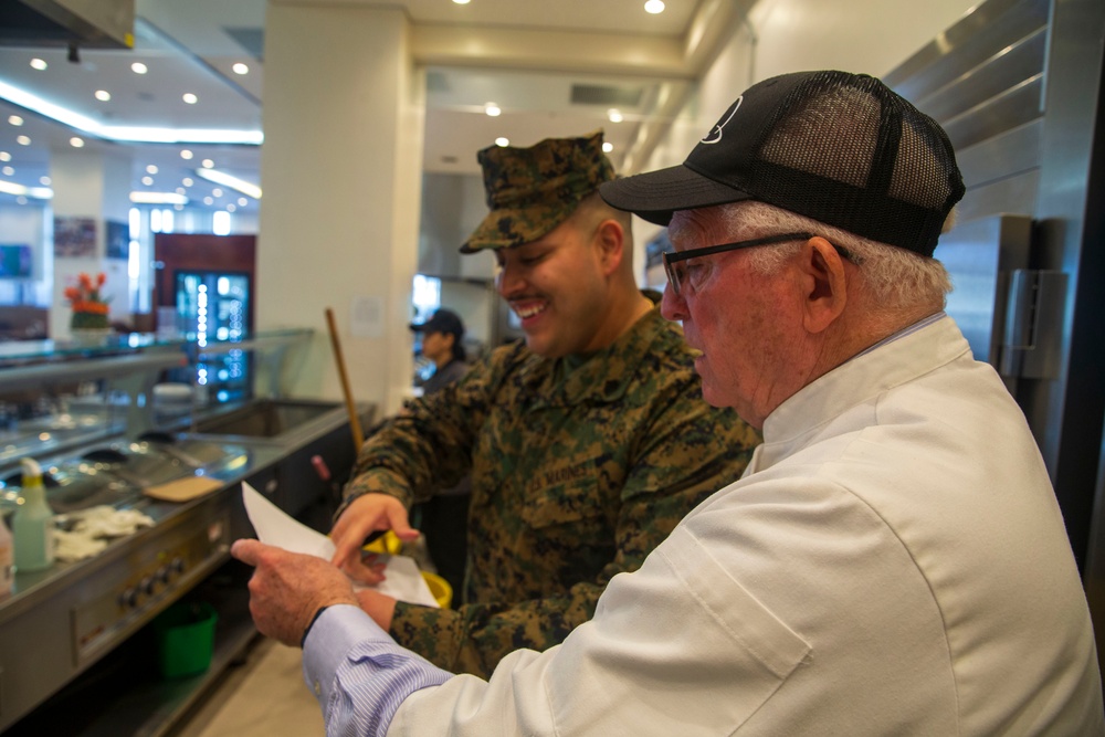 Marine Corps Air Station Iwakuni Flight Line Mess Hall is inspected for the Major General William Pendleton Thompson Hill Awards for Food Service Excellence.