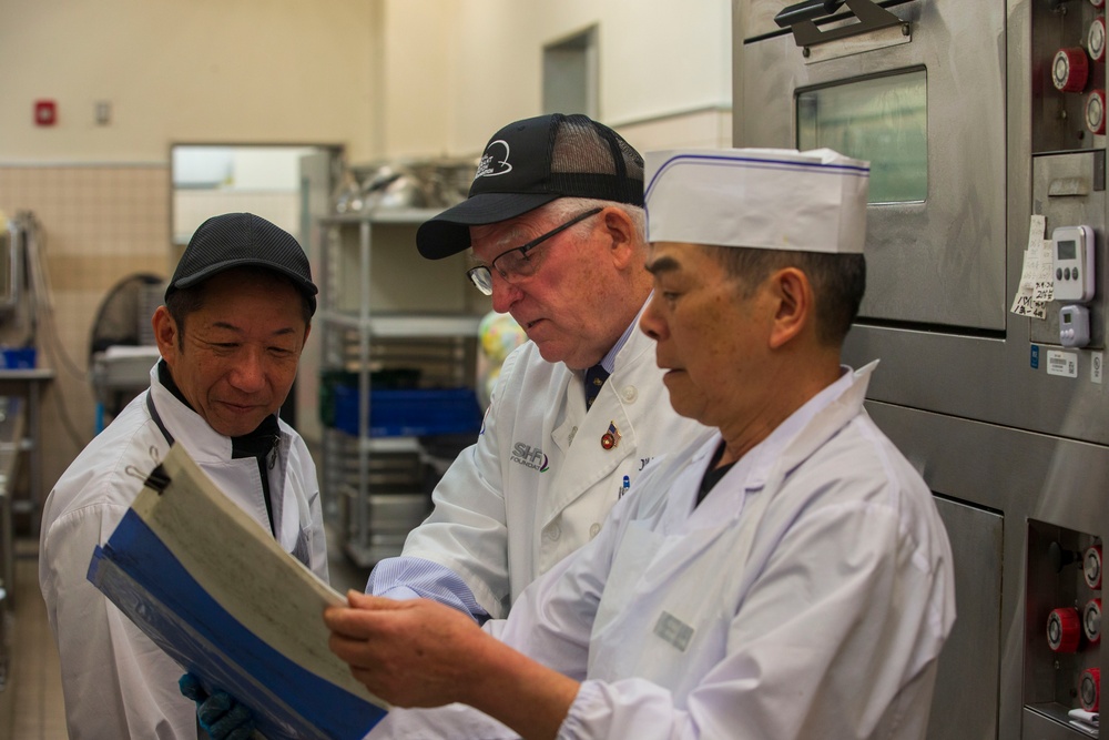 Marine Corps Air Station Iwakuni Flight Line Mess Hall is inspected for the Major General William Pendleton Thompson Hill Awards for Food Service Excellence.