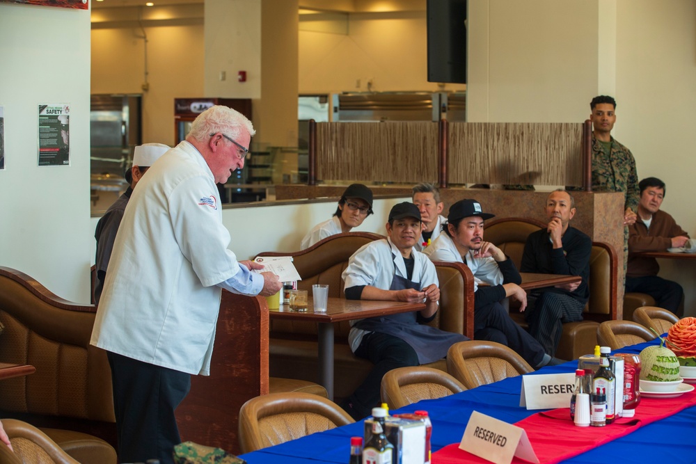 Marine Corps Air Station Iwakuni Flight Line Mess Hall is inspected for the Major General William Pendleton Thompson Hill Awards for Food Service Excellence.