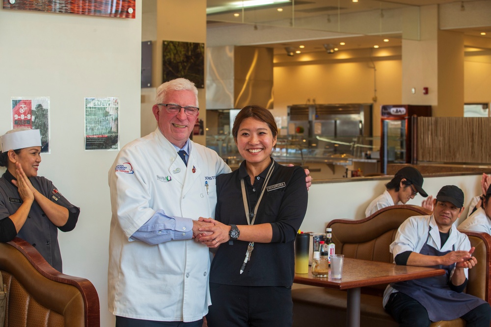 Marine Corps Air Station Iwakuni Flight Line Mess Hall is inspected for the Major General William Pendleton Thompson Hill Awards for Food Service Excellence.