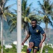USS Ronald Reagan (CVN 76) Sailors play soccer in Guam