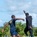 USS Ronald Reagan (CVN 76) Sailors play soccer in Guam