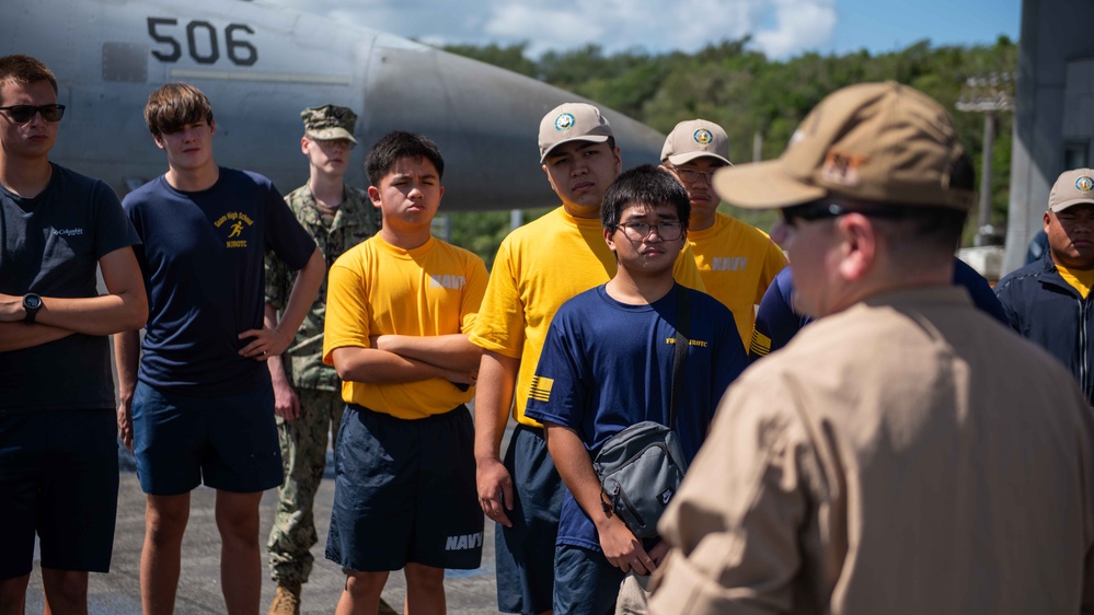 USS Ronald Reagan (CVN 76) hosts ship tour for members of Father Duenas Memorial School and Guam High School NJROTC